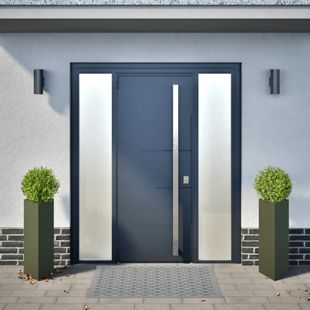 Fioriere 2 pz Verde Oliva Triangolari 30x26x75 cm in Acciaio - homemem39