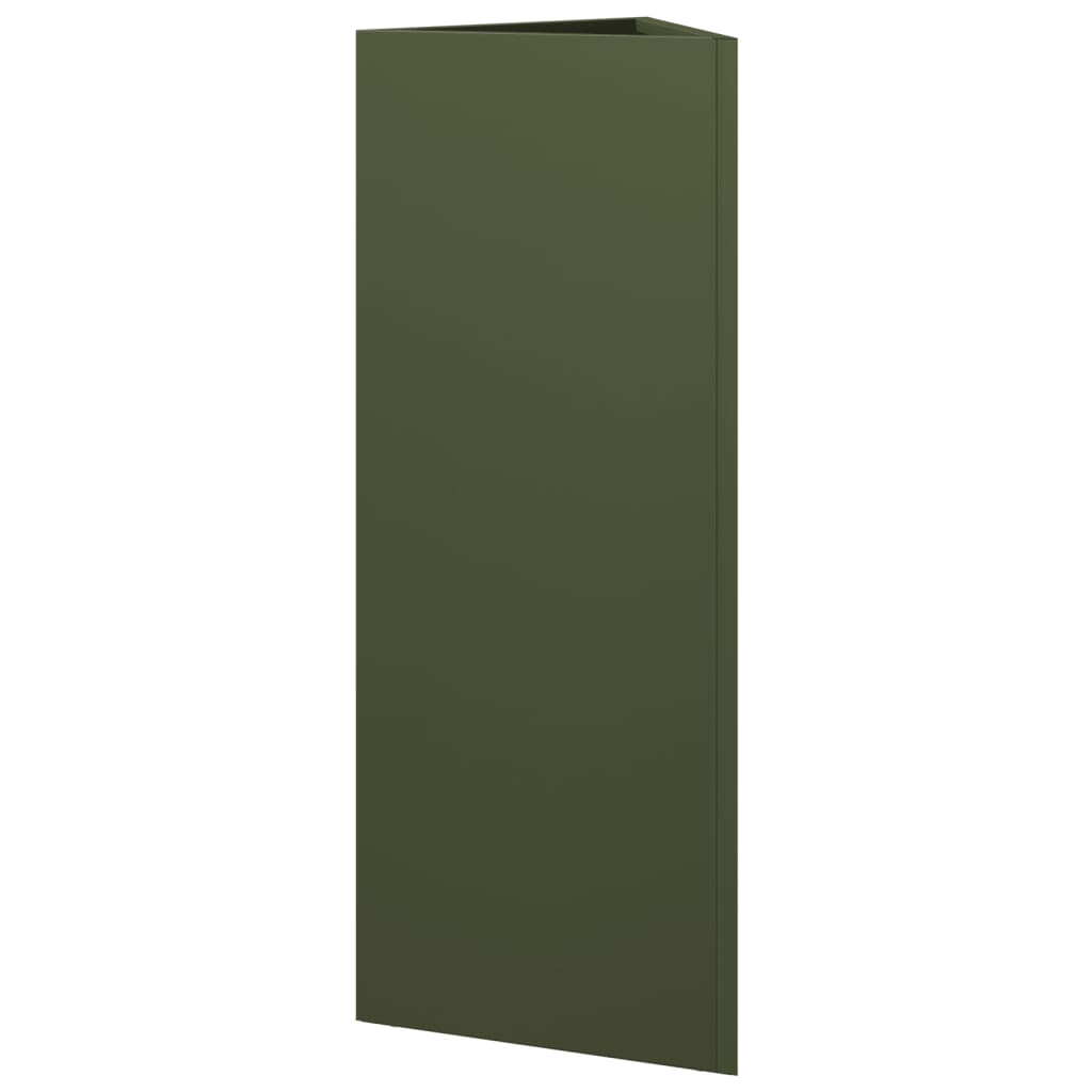 Fioriere 2 pz Verde Oliva Triangolari 30x26x75 cm in Acciaio - homemem39