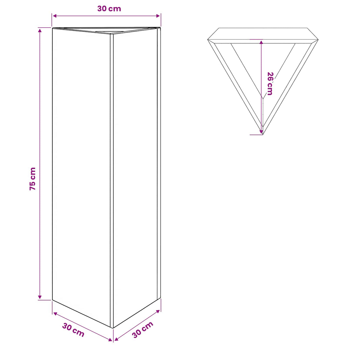Fioriera da Giardino Triangolare 30x26x75 cm in Acciaio Zincato
