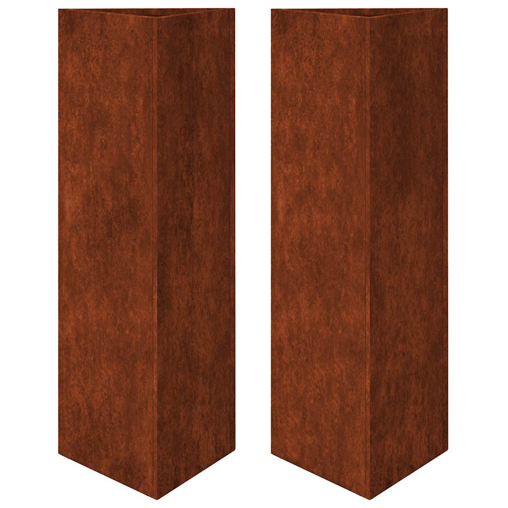 Fioriere da Giardino 2 pz Triangolari 30x26x75cm Acciaio Corten | homemem39