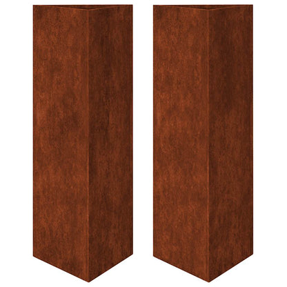Fioriere da Giardino 2 pz Triangolari 30x26x75cm Acciaio Corten | homemem39