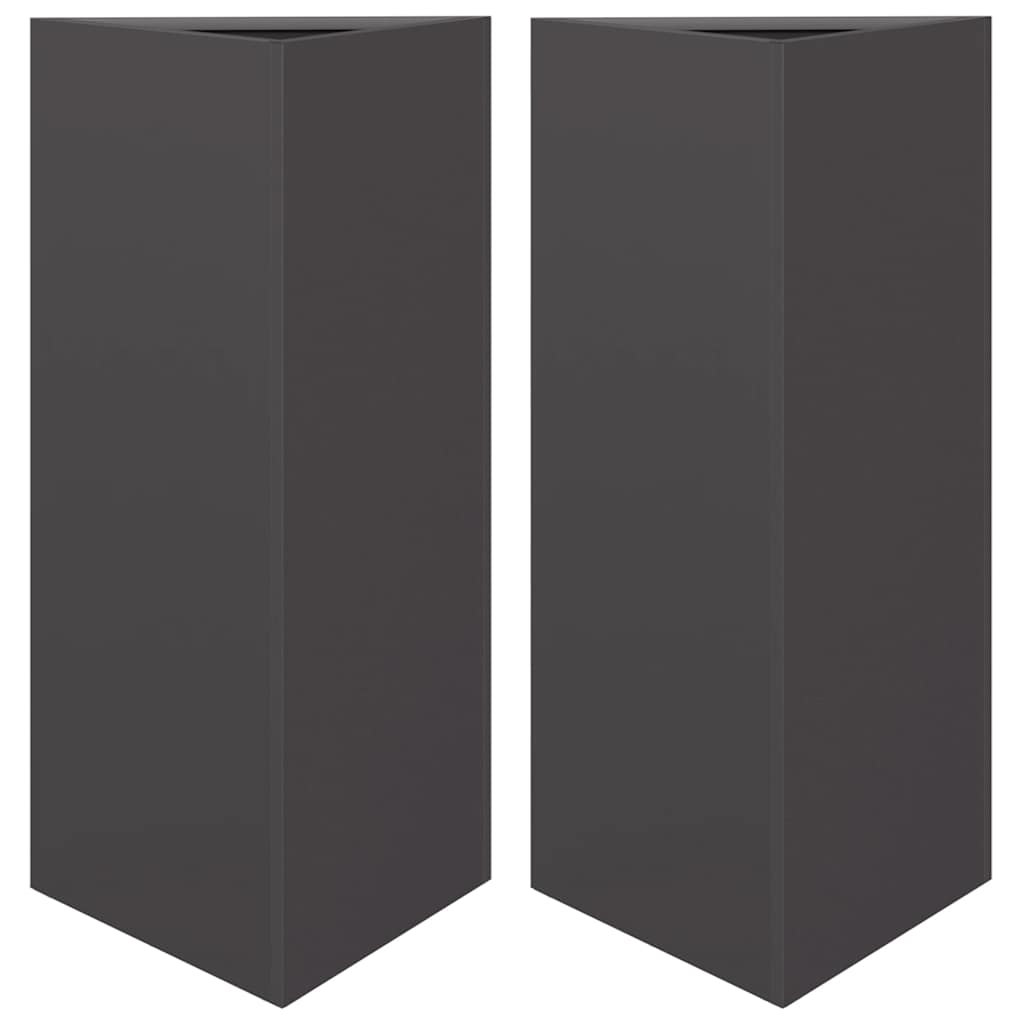 Fioriere da Giardino 2 pz Nere Triangolari 40x34,5x75cm Acciaio