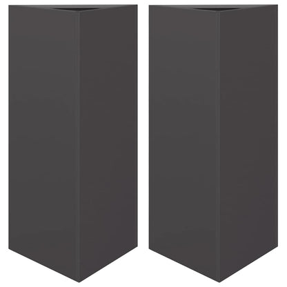Fioriere da Giardino 2 pz Nere Triangolari 40x34,5x75cm Acciaio