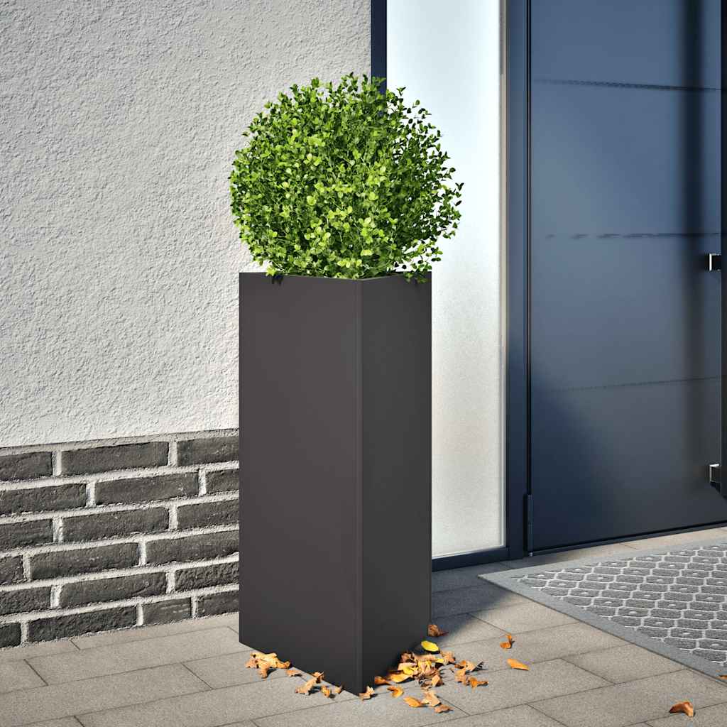 Fioriere da Giardino 2 pz Nere Triangolari 40x34,5x75cm Acciaio