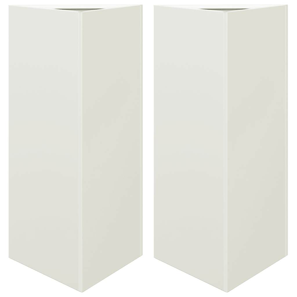 Fioriere 2 pz Bianche Triangolari 40x34,5x75 cm in Acciaio