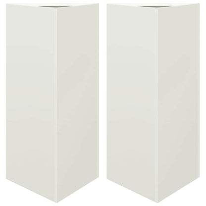 Fioriere 2 pz Bianche Triangolari 40x34,5x75 cm in Acciaio