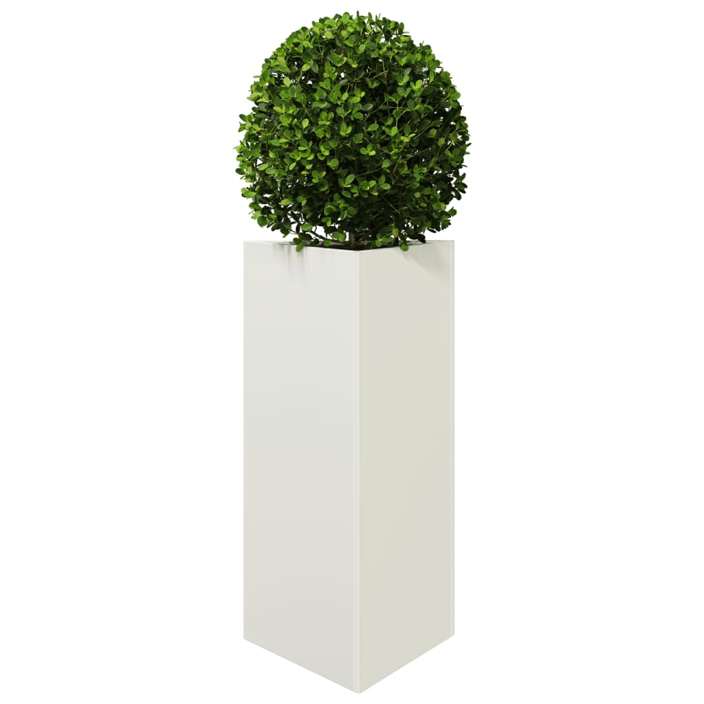 Fioriere 2 pz Bianche Triangolari 40x34,5x75 cm in Acciaio