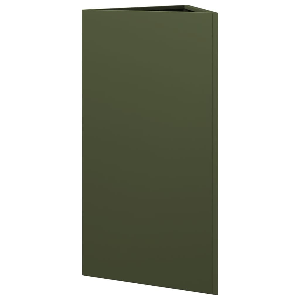 Fioriera Verde Oliva Triangolare 40x34,5x70 cm in Acciaio