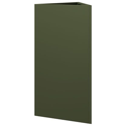 Fioriera Verde Oliva Triangolare 40x34,5x70 cm in Acciaio