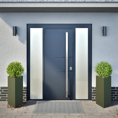 Fioriere 2 pz Verde Oliva Triangolari 40x34,5x70 cm in Acciaio