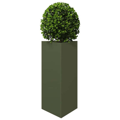 Fioriere 2 pz Verde Oliva Triangolari 40x34,5x75 cm in Acciaio