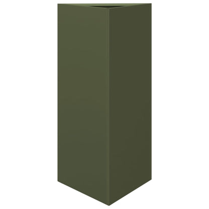 Fioriere 2 pz Verde Oliva Triangolari 40x34,5x70 cm in Acciaio
