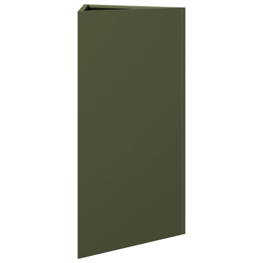 Fioriere 2 pz Verde Oliva Triangolari 40x34,5x70 cm in Acciaio