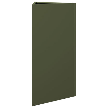 Fioriere 2 pz Verde Oliva Triangolari 40x34,5x70 cm in Acciaio