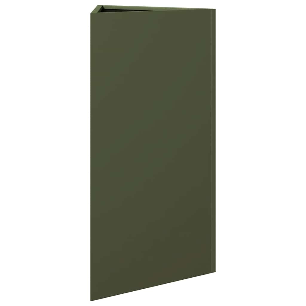 Fioriere 2 pz Verde Oliva Triangolari 40x34,5x75 cm in Acciaio