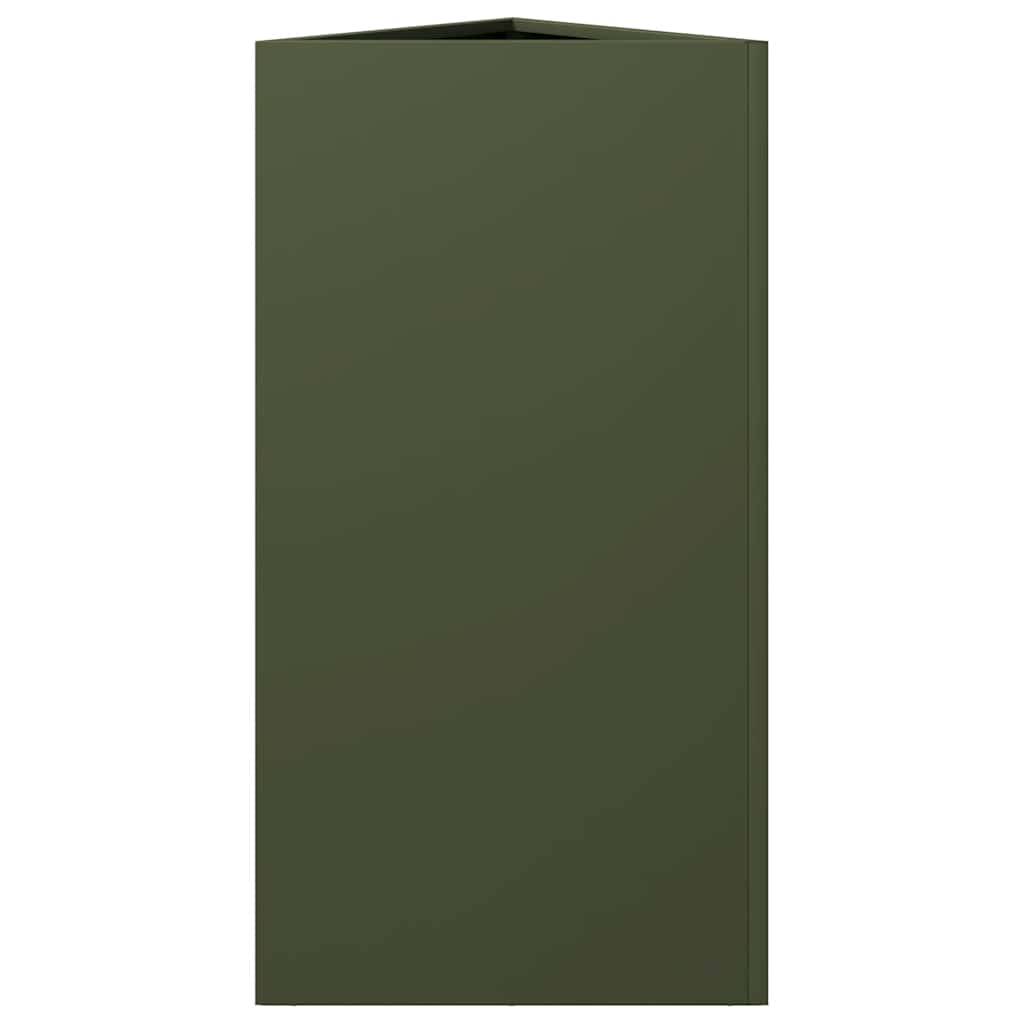 Fioriere 2 pz Verde Oliva Triangolari 40x34,5x75 cm in Acciaio
