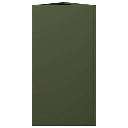 Fioriere 2 pz Verde Oliva Triangolari 40x34,5x75 cm in Acciaio
