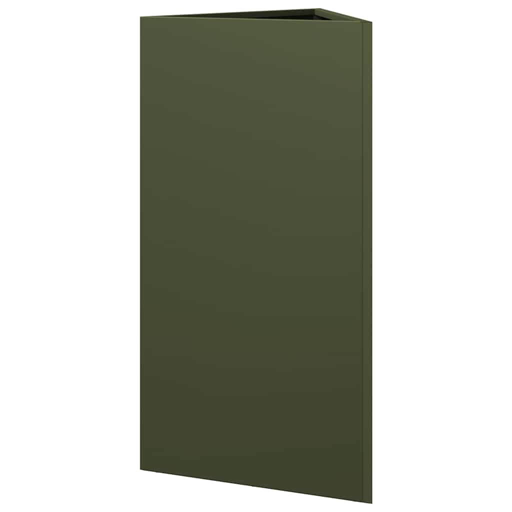 Fioriere 2 pz Verde Oliva Triangolari 40x34,5x75 cm in Acciaio