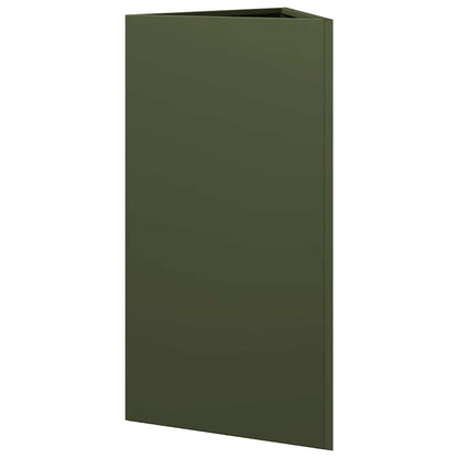 Fioriere 2 pz Verde Oliva Triangolari 40x34,5x75 cm in Acciaio