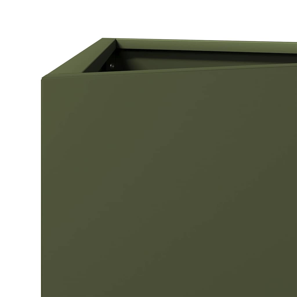 Fioriere 2 pz Verde Oliva Triangolari 40x34,5x75 cm in Acciaio