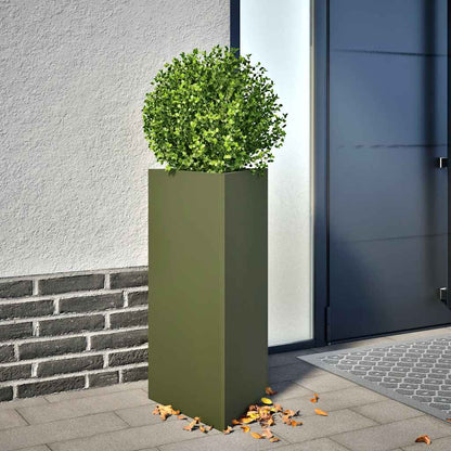 Fioriere 2 pz Verde Oliva Triangolari 40x34,5x75 cm in Acciaio