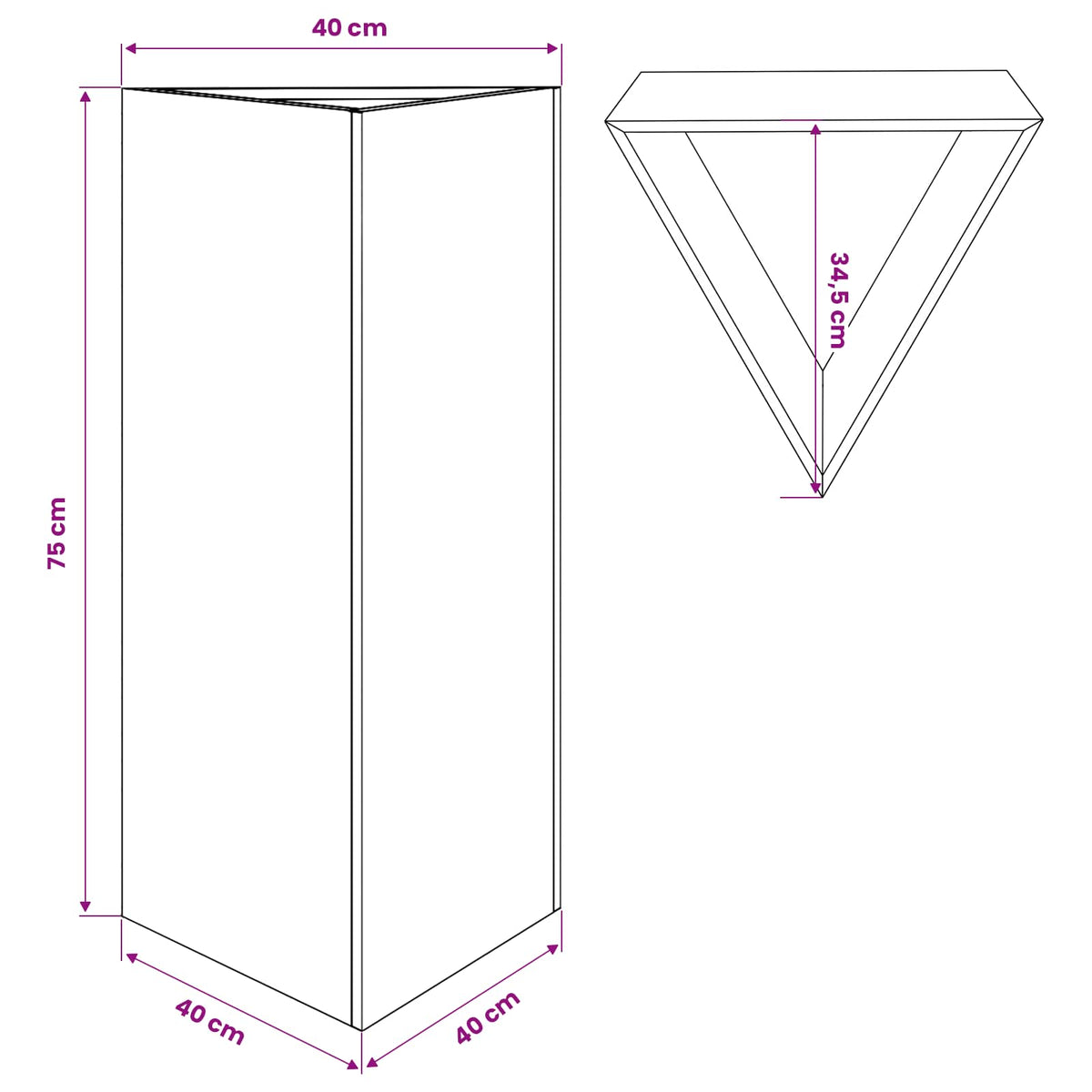 Fioriera da Giardino Triangolare 40x34,5x75 cm Acciaio Zincato