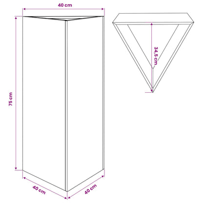 Fioriera da Giardino Triangolare 40x34,5x75 cm Acciaio Zincato