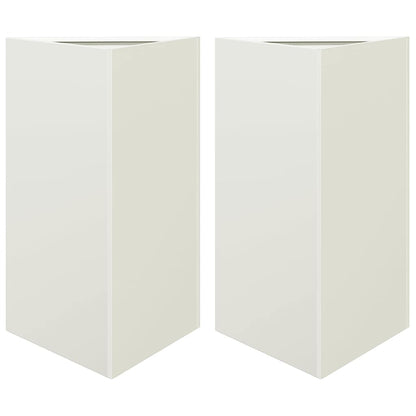 Fioriere 2 pz Bianche Triangolari 50x43x75 cm in Acciaio