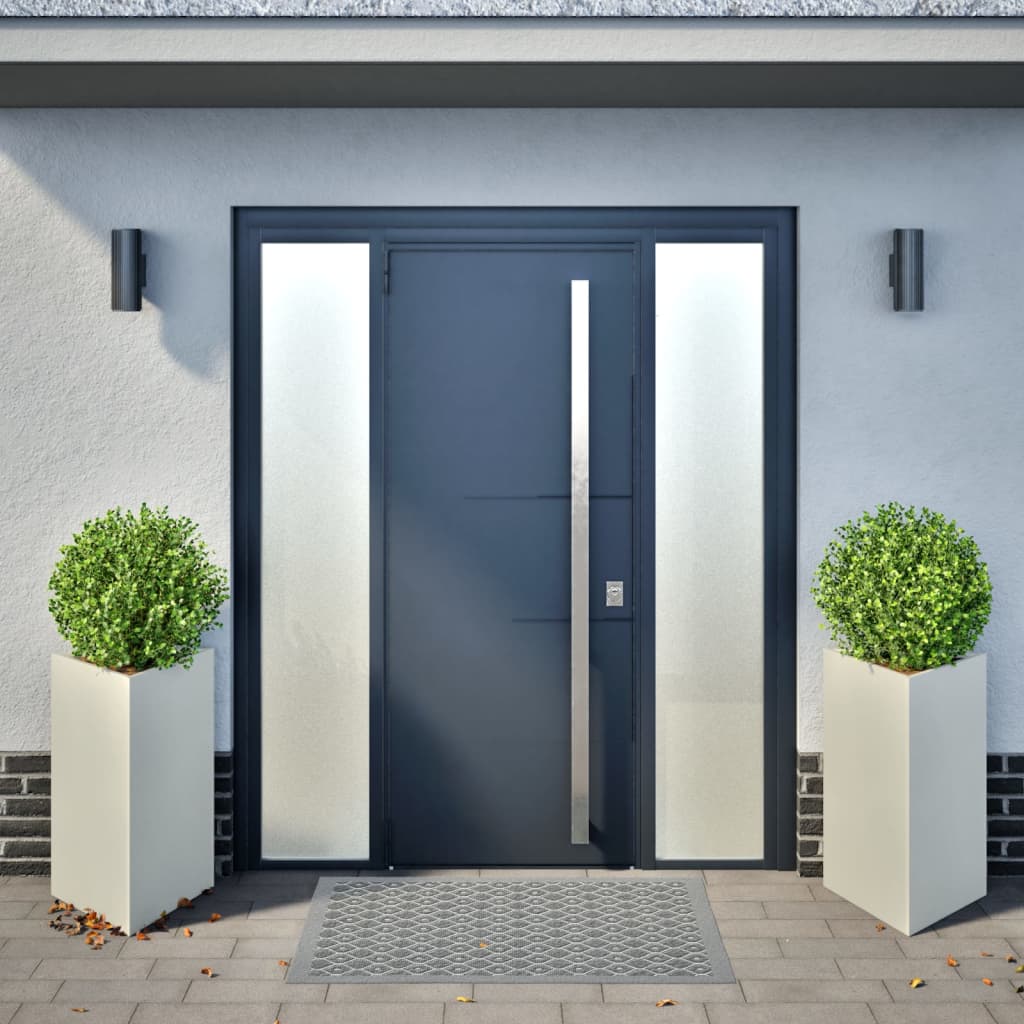 Fioriere 2 pz Bianche Triangolari 50x43x75 cm in Acciaio