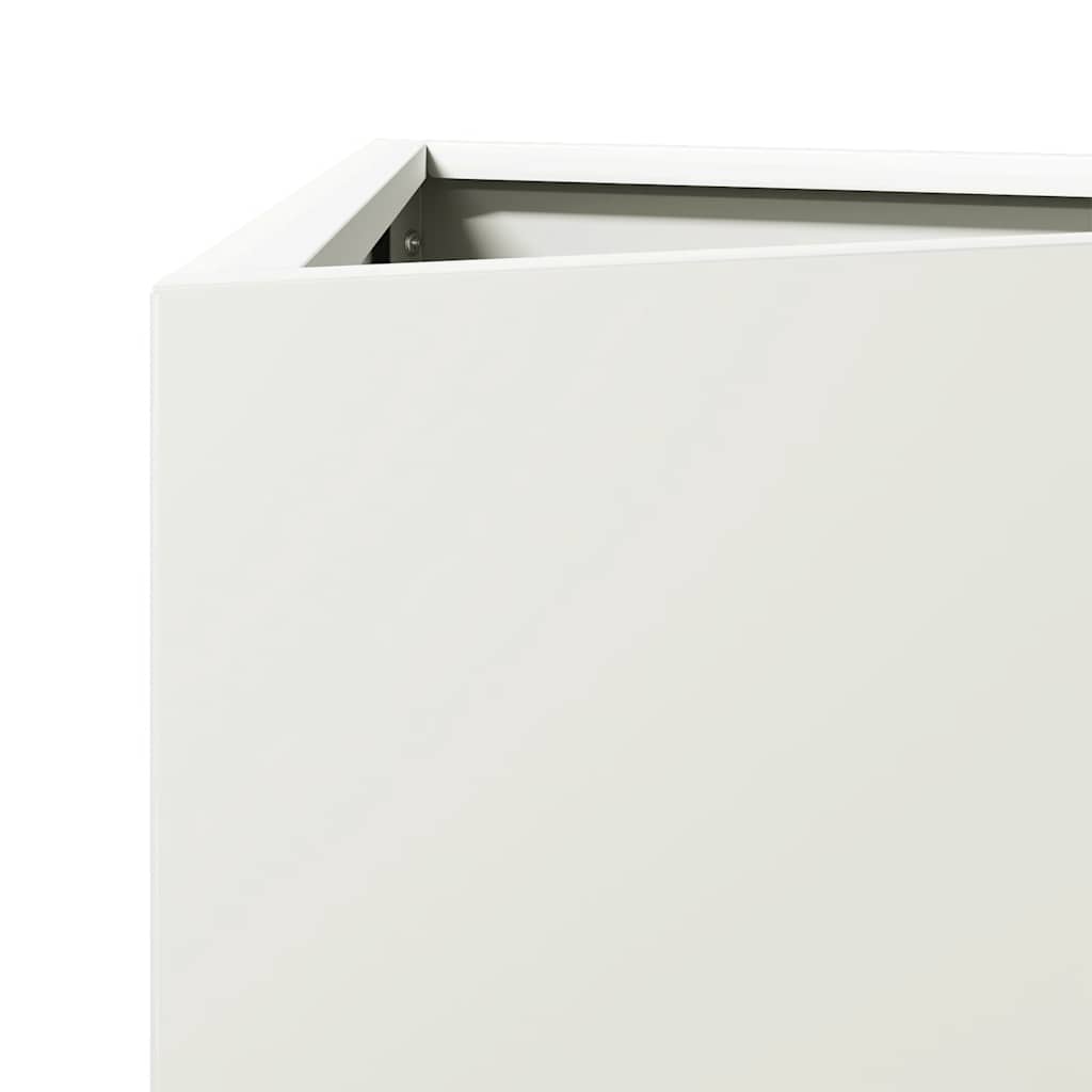 Fioriere 2 pz Bianche Triangolari 50x43x75 cm in Acciaio