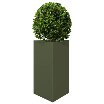 Fioriera da Giardino Verde Oliva Triangolare 50x43x75cm Acciaio