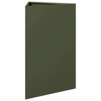 Fioriere 2 pz Verde Oliva Triangolari 50x43x75 cm in Acciaio