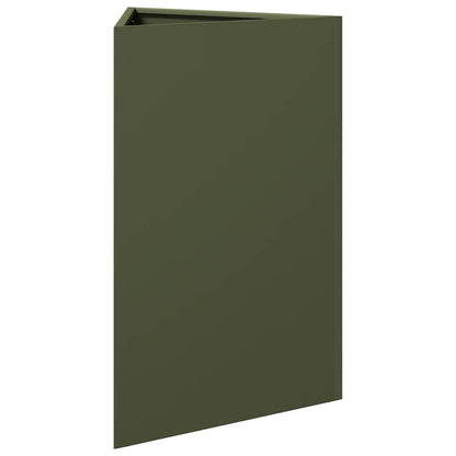 Fioriere 2 pz Verde Oliva Triangolari 50x43x75 cm in Acciaio