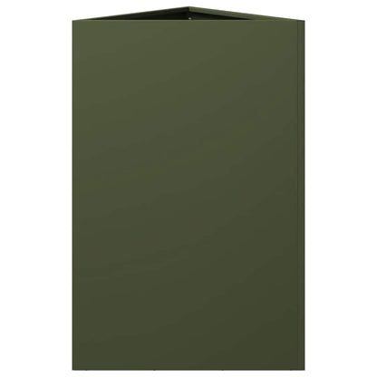 Fioriere 2 pz Verde Oliva Triangolari 50x43x75 cm in Acciaio