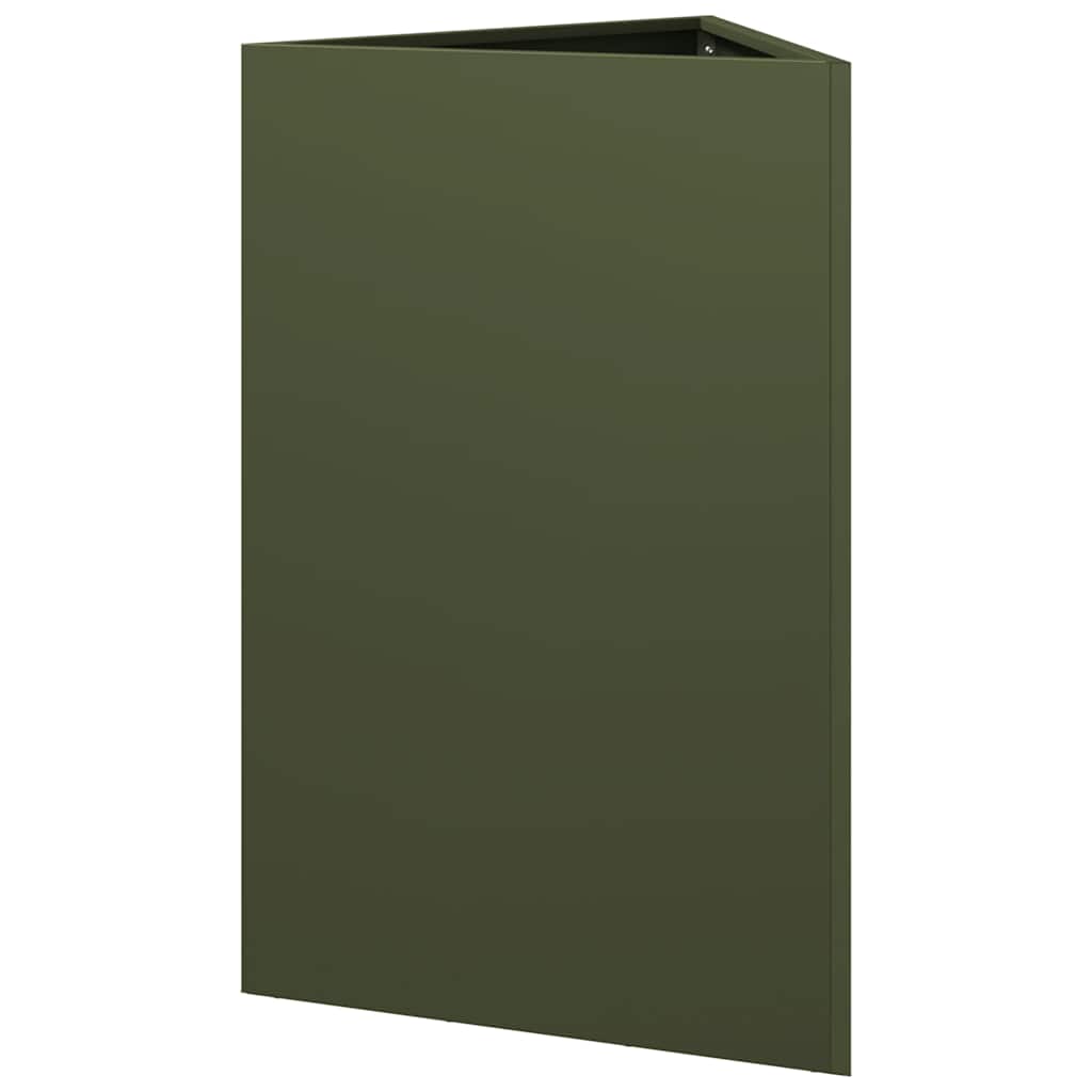 Fioriere 2 pz Verde Oliva Triangolari 50x43x75 cm in Acciaio