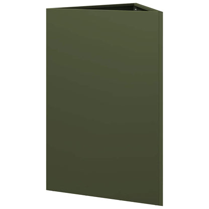 Fioriere 2 pz Verde Oliva Triangolari 50x43x75 cm in Acciaio