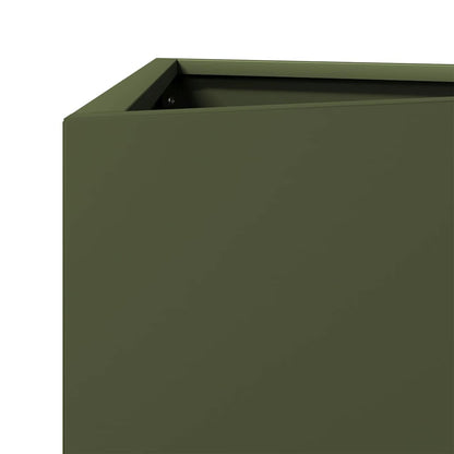 Fioriere 2 pz Verde Oliva Triangolari 50x43x75 cm in Acciaio