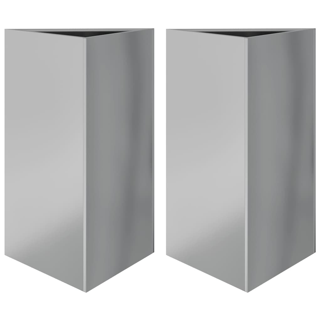 Fioriere 2 pz Triangolari 50x43x75 cm in Acciaio Zincato