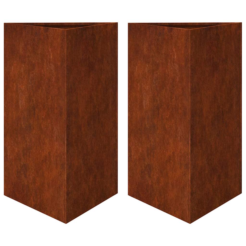 Fioriere da Giardino 2 pz Triangolari 50x43x75cm Acciaio Corten