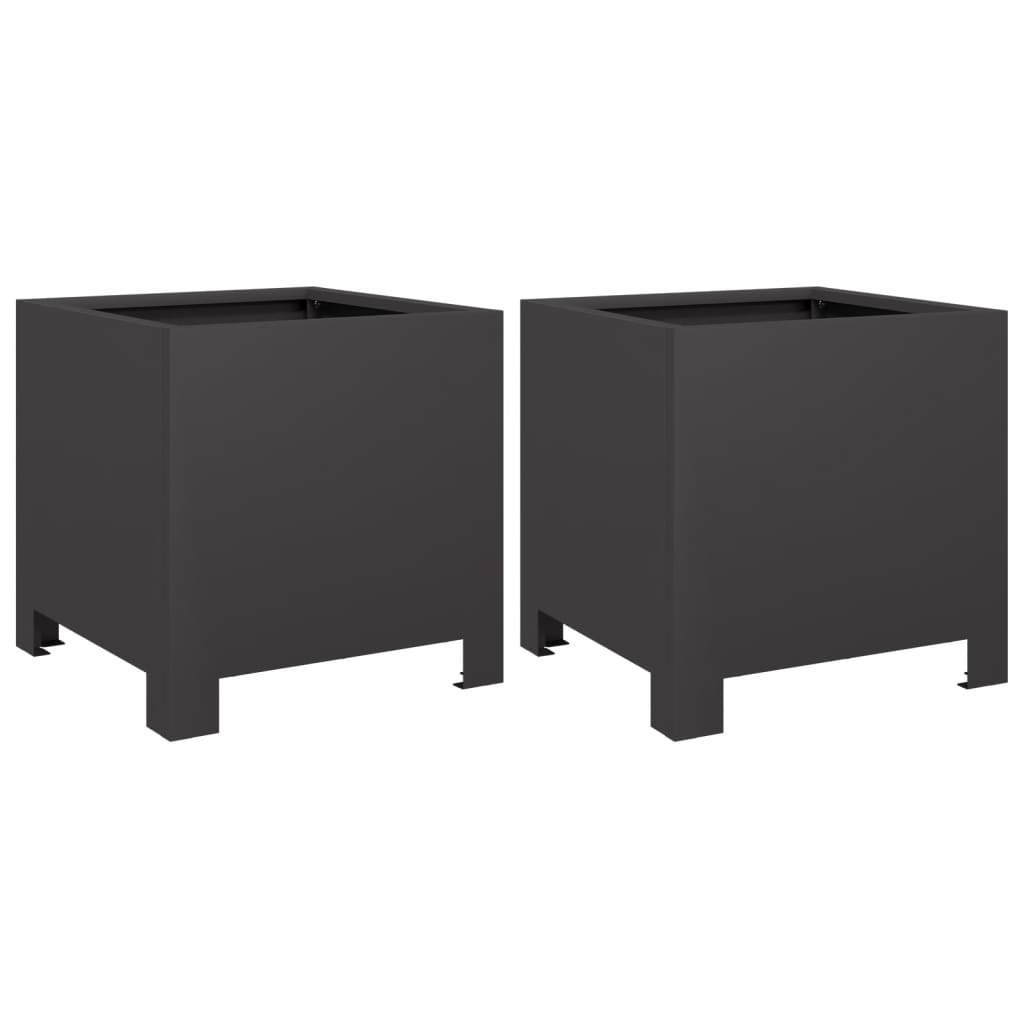 Fioriere da Giardino 2 pz Nere 30x30x30 cm in Acciaio | homemem39