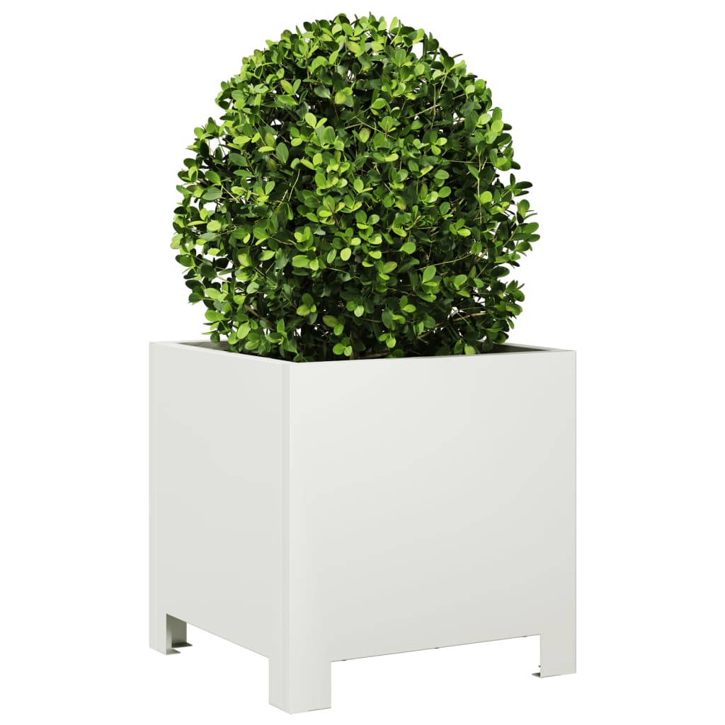 Fioriera da Giardino Bianca 30x30x30 cm in Acciaio | homemem39