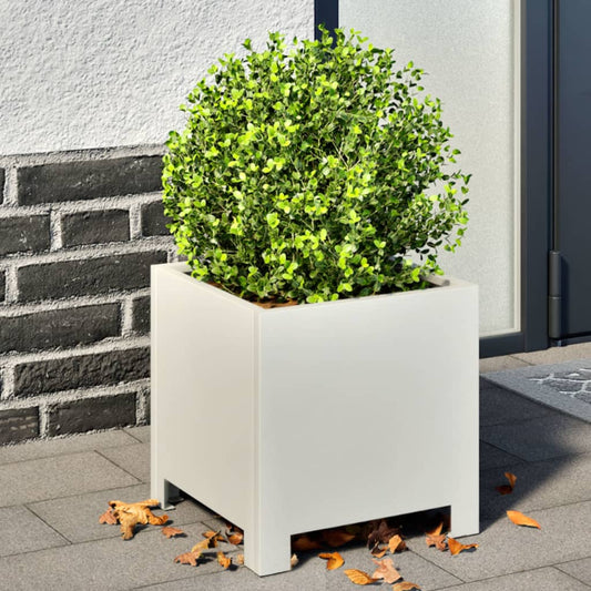 Fioriera da Giardino Bianca 30x30x30 cm in Acciaio | homemem39