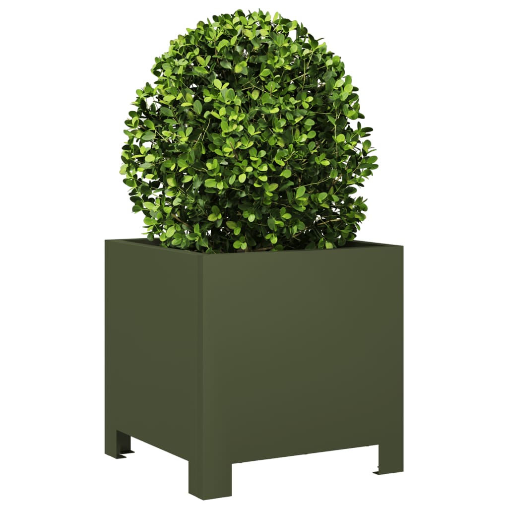 Fioriera da Giardino Verde Oliva 30x30x30 cm in Acciaio | homemem39
