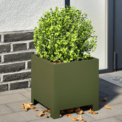 Fioriera da Giardino Verde Oliva 30x30x30 cm in Acciaio | homemem39