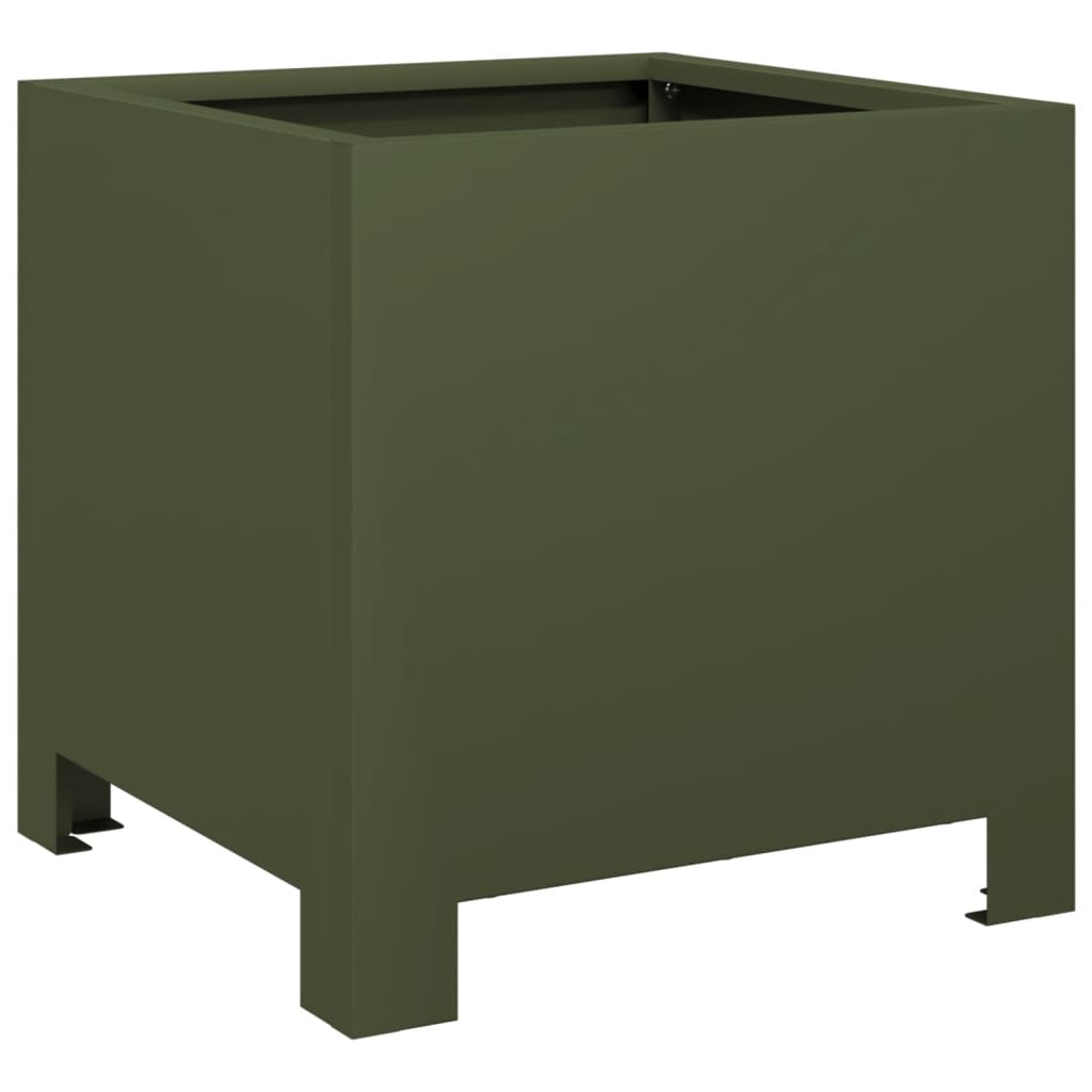 Fioriere da Giardino 2 pz Verde Oliva 30x30x30 cm in Acciaio | homemem39
