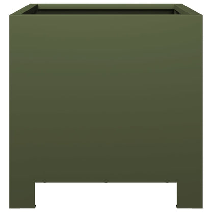 Fioriere da Giardino 2 pz Verde Oliva 30x30x30 cm in Acciaio | homemem39