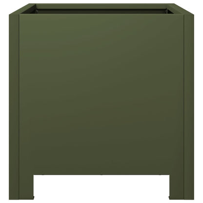 Fioriere da Giardino 2 pz Verde Oliva 30x30x30 cm in Acciaio | homemem39