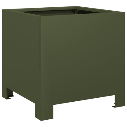 Fioriere da Giardino 2 pz Verde Oliva 30x30x30 cm in Acciaio | homemem39