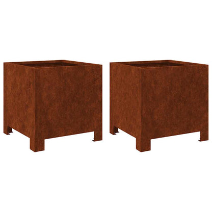 Fioriere da Giardino 2 pz 30x30x30 cm in Acciaio Corten
