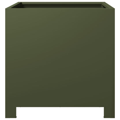 Fioriere da Giardino 2 pz Verde Oliva 40x40x40 cm in Acciaio
